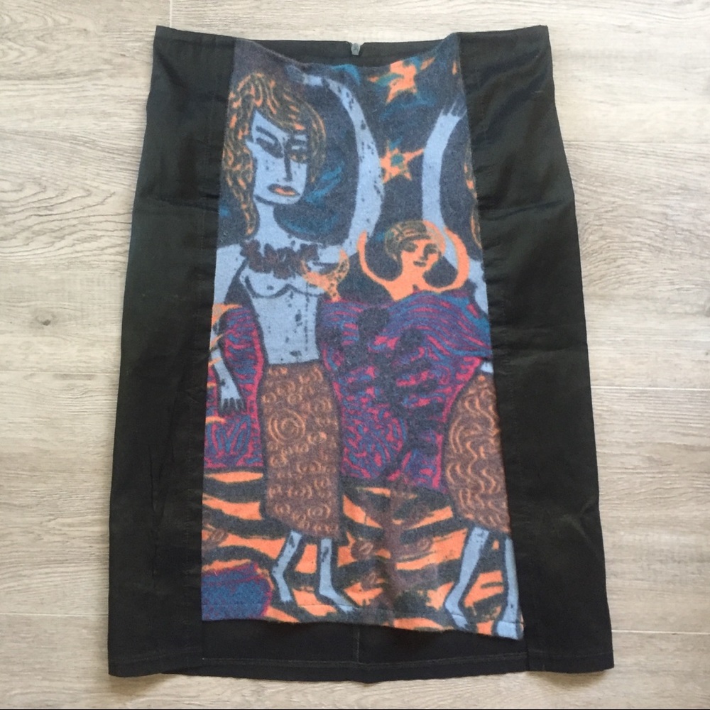 Custo Barcelona skirt with printed wool placket. M